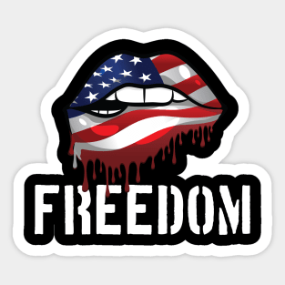 Patriotic Lips, Dripping Flag Lips, American, Freedom Sticker